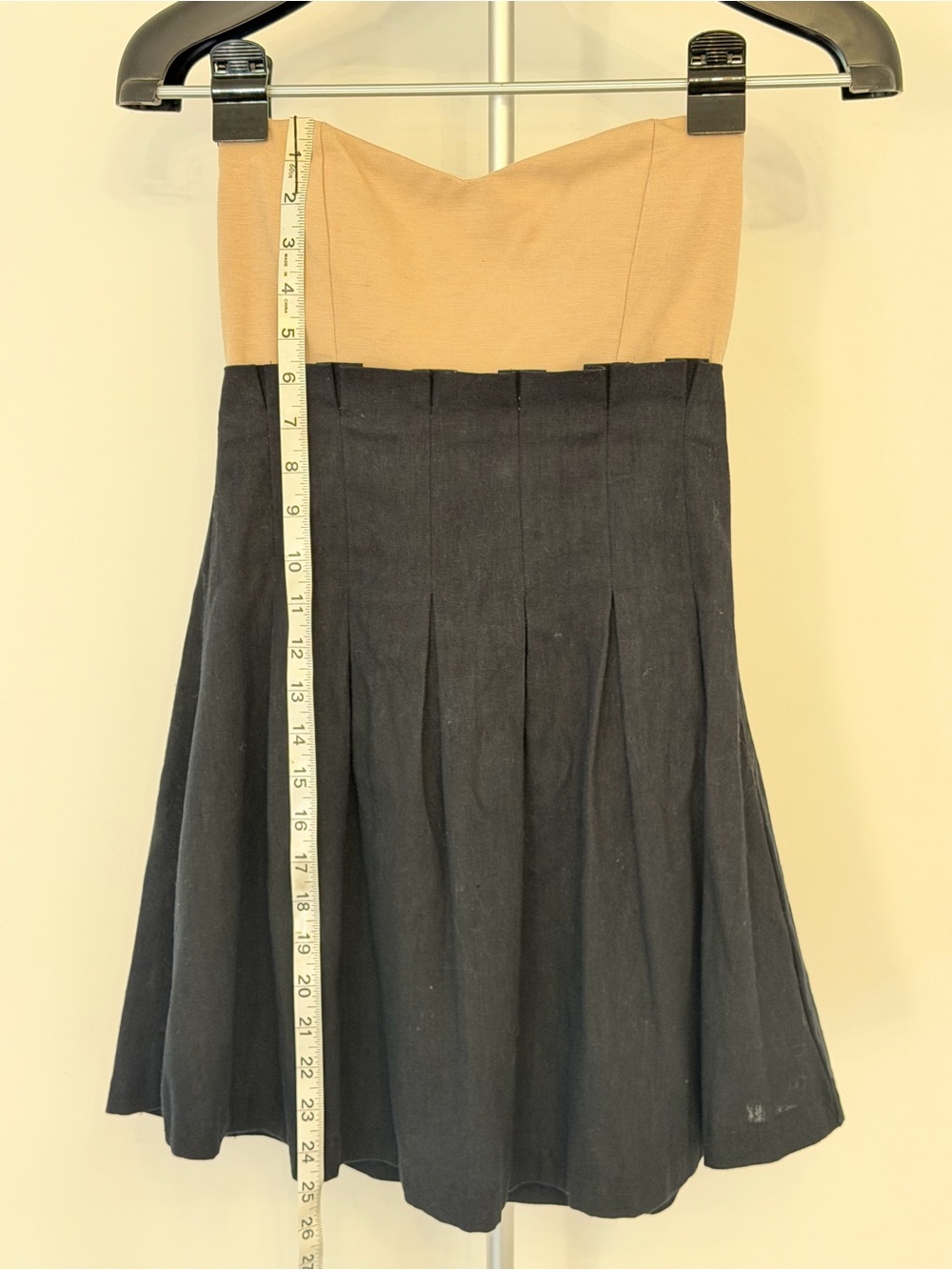 Two-Tone Strapless Circle Skirt in Black and Tan